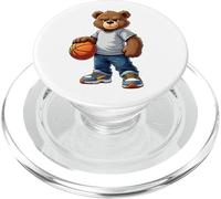 Cool Teddy Bear Jugando Basketball Graphic Streetwear PopSockets PopGrip para MagSafe