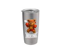 Cool Teddy Bear Man Boxing Fight Style Illustration Graphic Vaso térmico de acero inoxidable de doble pared
