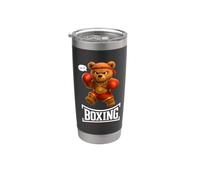 Cool Teddy Bear Man Boxing Fight Style Illustration Graphic Vaso térmico de acero inoxidable de doble pared