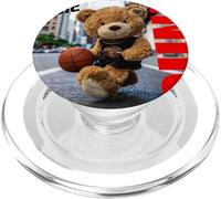 Cool Teddy Bear Playing Basketball Illustration Graphic PopSockets PopGrip para MagSafe