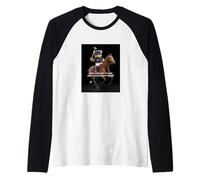 Cool Teddy Bear Playing Horse Polo Game Illustration Graphic Camiseta Manga Raglan