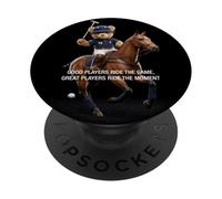 Cool Teddy Bear Playing Horse Polo Game Illustration Graphic PopSockets PopGrip Adhesivo