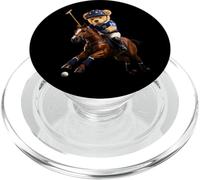 Cool Teddy Bear Playing Horse Polo Game Illustration Graphic PopSockets PopGrip para MagSafe