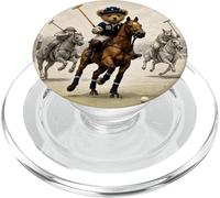 Cool Teddy Bear Playing Horse Polo Game Illustration Graphic PopSockets PopGrip para MagSafe