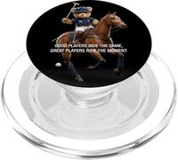 Cool Teddy Bear Playing Horse Polo Game Illustration Graphic PopSockets PopGrip para MagSafe