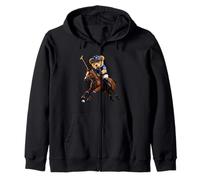Cool Teddy Bear Playing Horse Polo Game Illustration Graphic Sudadera con Capucha