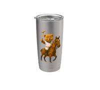 Cool Teddy Bear Playing Horse Polo Game Illustration Graphic Vaso térmico de acero inoxidable de doble pared