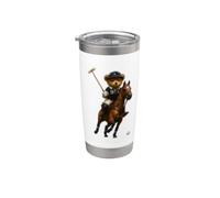 Cool Teddy Bear Playing Horse Polo Game Illustration Graphic Vaso térmico de acero inoxidable de doble pared