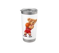 Cool Teddy Bear Plays Basketball Illustration Graphic Design Vaso térmico de acero inoxidable de doble pared