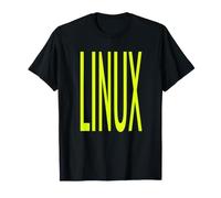 Cool tee con Grandes Letras Amarillas Linux Os de código Abierto Camiseta