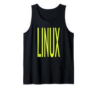 Cool tee con Grandes Letras Amarillas Linux Os de código Abierto Camiseta sin Mangas