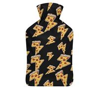 Cool Thunder - Botella de agua de goma para pizza con cubierta de felpa suave, bolsa de agua caliente para invierno, manos y pies, protección contra el frío, 1000 ml