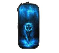 Cool Tiger - Estuche para lápices de color azul, minimalista, portátil, duradero, con cremallera, para escuela, oficina, color negro, color, 5.0cm*10.5cm*20.5cm, Estuche para lápices