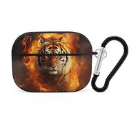 Cool Tiger in Flame - Funda protectora para AirPods Pro con anillo de llavero, carcasa rígida para AirPods Pro 2nd para mujeres y hombres, funda de protección contra caídas completas, estilo negro