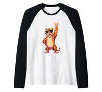 Cool Tiger Rock On Funny Animal Lover Graphic Gafas de Sol Camiseta Manga Raglan