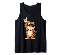 Cool Tiger Rock On Funny Animal Lover Graphic Gafas de Sol Camiseta sin Mangas