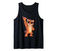 Cool Tiger Rock On Funny Animal Lover Graphic Gafas de Sol Camiseta sin Mangas