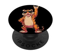 Cool Tiger Rock On Funny Animal Lover Graphic Gafas de Sol PopSockets PopGrip Adhesivo