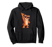 Cool Tiger Rock On Funny Animal Lover Graphic Gafas de Sol Sudadera con Capucha