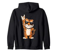 Cool Tiger Rock On Funny Animal Lover Graphic Gafas de Sol Sudadera con Capucha