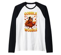 Cool Turkey Thanksgiving Gobble Till You Wobble Camiseta Manga Raglan