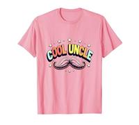 Cool Uncle Club Retro Bigote Estrellas Orgullo Familia Camiseta, Hombre, Rosado, L