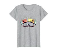 Cool Uncle Club Retro Bigote Estrellas Orgullo Familia Camiseta, Mujer, Gris Jaspeado, L