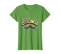 Cool Uncle Club Retro Bigote Estrellas Orgullo Familia Camiseta, Mujer, Hierba, 3XL