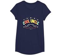 Cool Uncle Club Retro Bigote Estrellas Orgullo Familia Camiseta, Niñas, Azul Marino, Grande
