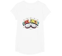 Cool Uncle Club Retro Bigote Estrellas Orgullo Familia Camiseta, Niñas, Blanco, Pequeña