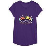 Cool Uncle Club Retro Bigote Estrellas Orgullo Familia Camiseta, Niñas, Morado, Grande