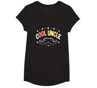 Cool Uncle Club Retro Bigote Estrellas Orgullo Familia Camiseta, Niñas, Negro, Grande