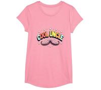 Cool Uncle Club Retro Bigote Estrellas Orgullo Familia Camiseta, Niñas, Rosado, Grande