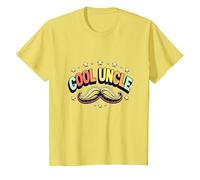 Cool Uncle Club Retro Bigote Estrellas Orgullo Familia Camiseta, Niños, Limón, 6 años