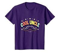 Cool Uncle Club Retro Bigote Estrellas Orgullo Familia Camiseta, Niños, Morado, 3 años