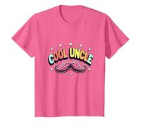 Cool Uncle Club Retro Bigote Estrellas Orgullo Familia Camiseta, Niños, Rosa Jaspeado, 6 años