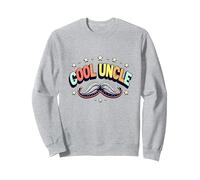 Cool Uncle Club Retro Bigote Estrellas Orgullo Familia Sudadera, Unisex para Adultos, Gris Jaspeado, S