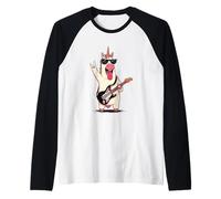 Cool Unicorn Guitarrista Divertido Diseño Retro Rock Music Camiseta Manga Raglan