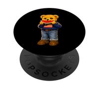 Cool USA Teddy Bear Eating Watermelon Illustration Graphic PopSockets PopGrip Adhesivo