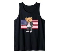Cool USA Teddy Bear Illustration Novelty Graphic Designs Camiseta sin Mangas