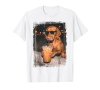 Cool Vizsla disfrutando de un Gran café Helado Camiseta gráfica económica, Hombre, Blanco, S