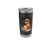 Cool Vizsla disfrutando de un gran café helado Vaso térmico de acero inoxidable de doble pared