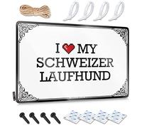 Cool Wall Art Ideas - Obra de arte impermeable, impresión retro moderna para cafetería, pub, calle, decoración de escritorio de trabajo, preperforada, personalizable, I Love My Schweizer Laufhund (30