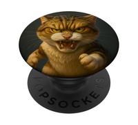 Cool Wanted Funny Wild Fury Cat Illustration Graphic Designs PopSockets PopGrip Adhesivo