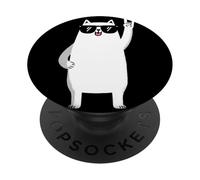Cool White Cat Rock On Funny Cat Lover Graphic Gafas de Sol PopSockets PopGrip Adhesivo