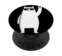 Cool White Cat Rock On Funny Cat Lover Graphic Gafas de Sol PopSockets PopGrip Adhesivo