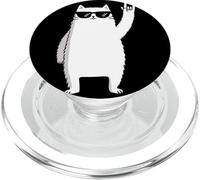 Cool White Cat Rock On Funny Cat Lover Graphic Gafas de Sol PopSockets PopGrip para MagSafe