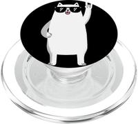 Cool White Cat Rock On Funny Cat Lover Graphic Gafas de Sol PopSockets PopGrip para MagSafe