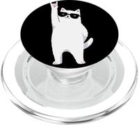 Cool White Cat Rock On Funny Cat Lover Graphic Gafas de Sol PopSockets PopGrip para MagSafe