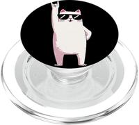 Cool White Cat Rock On Funny Cat Lover Graphic Gafas de Sol PopSockets PopGrip para MagSafe